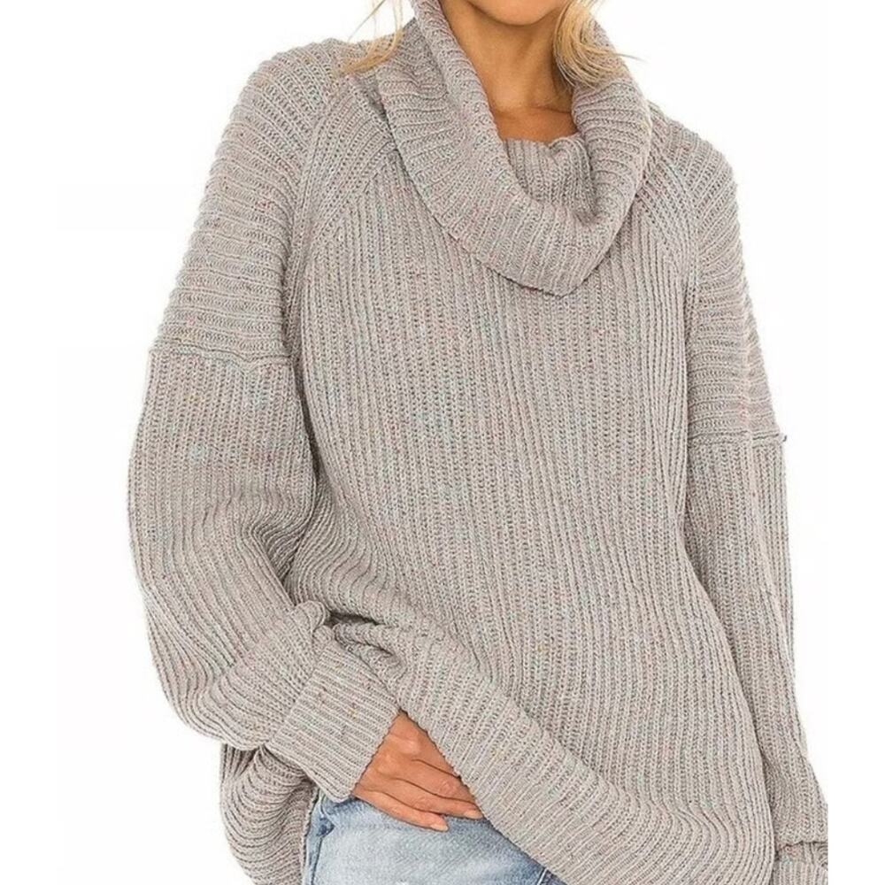 Free People FP Leo Tunic Silver Gleam Sweater sz XS